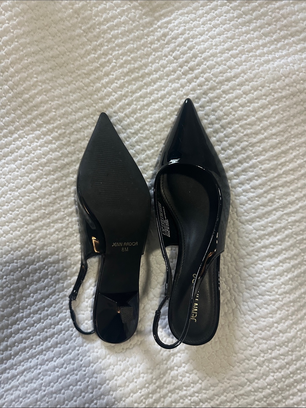 Jenn Ardor Black Patent Pointed Slingback Mules